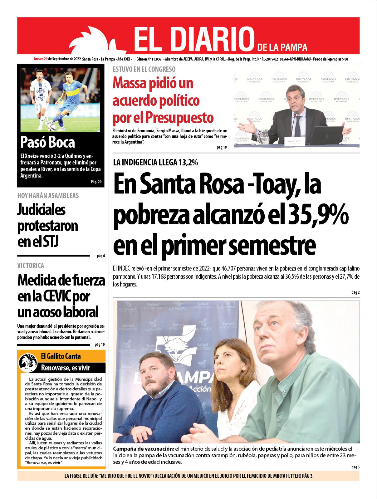 Tapa del diacutea jueves 29 de septiembre de 2022